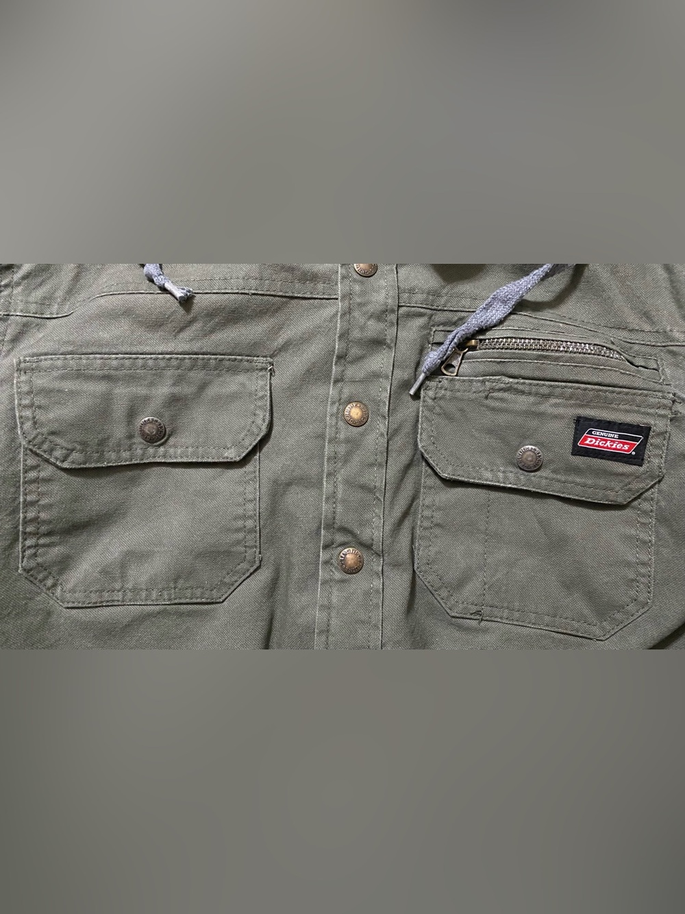 Dickies Olive Green Military Field Jacket with Gray Hood M (38-40) - Picture 5 of 16